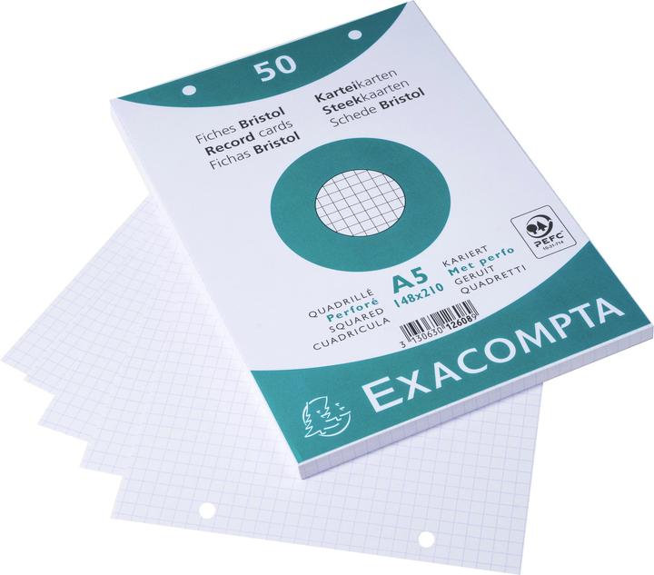 Image du produit Exacompta Fiches (A5, 205 g/m², 50 x)