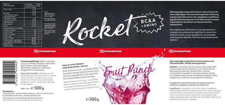 Nutritional values and ingredients PowerFood One One Rocket BCAA (Fruit Punch, 1 pcs., 500 g)