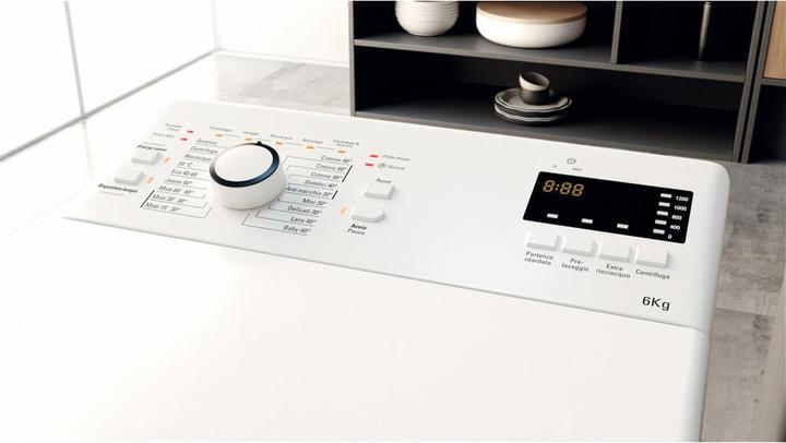 Produktbild Hotpoint WMTF 624U DE Toplader-Waschmaschine 6 kg 1200 U/min C Weiss (6 kg, Wechselbar, EU-Stecker)