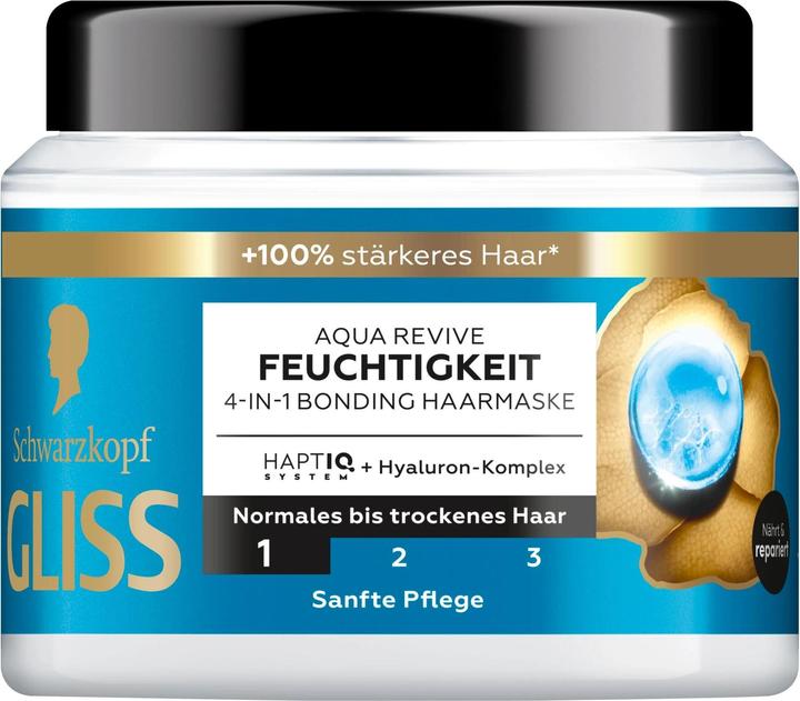 Actual product image Gliss 4-In-1 Moisture Bond-Building Hair Mask 400ml, Aqua Revive Hair Repair Treatment with HAPTIQ S (400 ml)