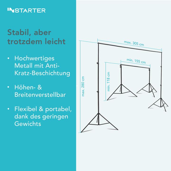 Produktbild Wiltec Instarter Background System 155 - 305 cm (220 cm, 280 cm)