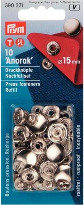 Immagine prodotto Prym Giacca a vento a pulsante, da ricaricare, argento 15 mm, tessera 10 pz.
