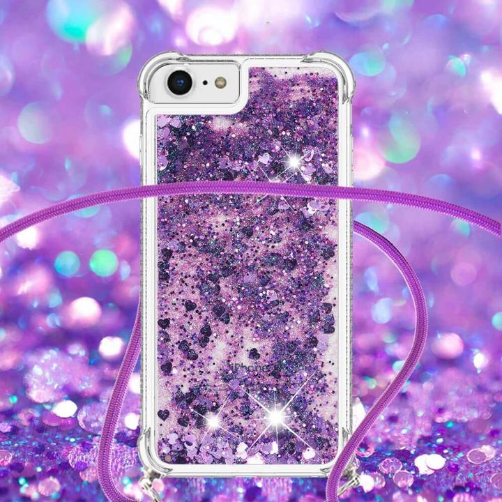 Produktbild Cover-Discount iPhone SE / 8 / 7 - Glitzer Hülle mit Umhängeband violett (Apple iPhone SE (2nd Gen), Apple iPhone 7, Apple iPhone 8)
