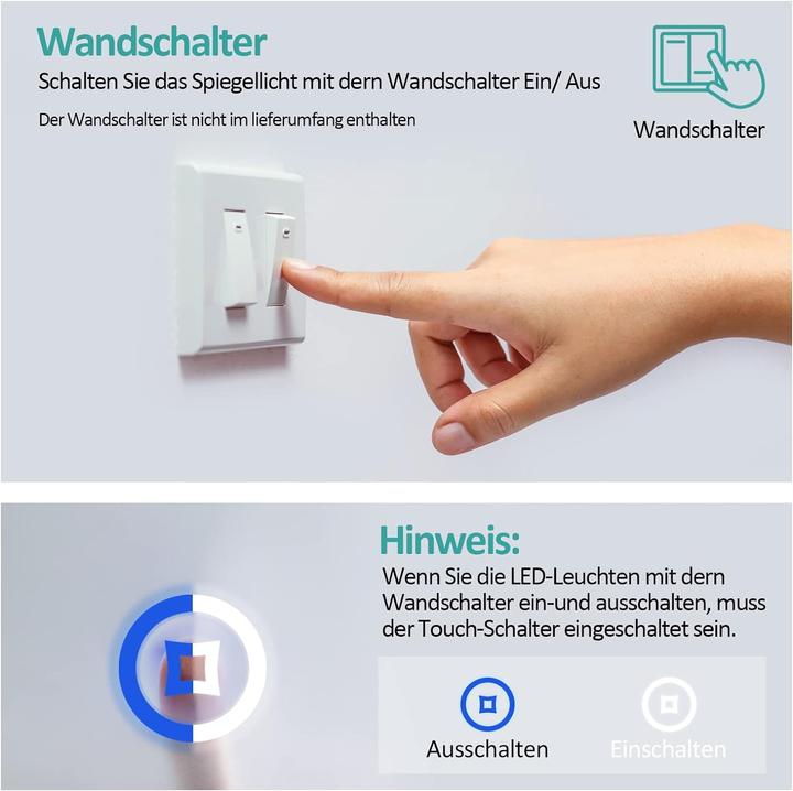 Produktbild Emke Badspiegel mit Beleuchtung Φ60cm,Beschlagfrei, 3 Farbtemperaturen(3000K-6500K) und dimmbaren