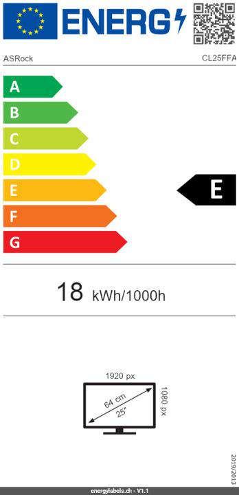 Energie-Label AsRock Monitor Challenger CL25FFA 24.5 (1920 x 1080 Pixel, 24.50")