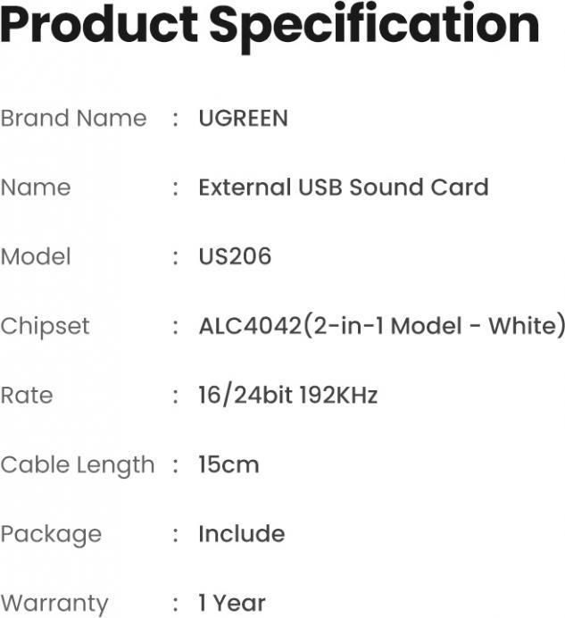 Produktbild Ugreen USB Stereo Audioadapter (USB)