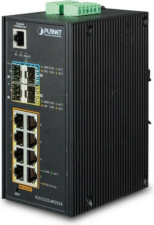 Actual product image Planet Industrial L2+ 8-Port 10/100/1000T 802.3at PoE + (8 Ports)