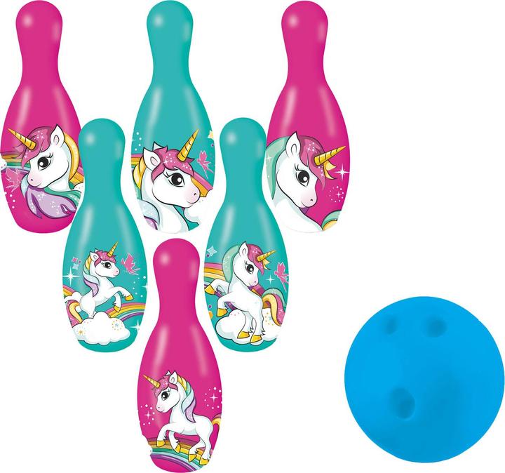 Actual product image Mondo Bowling set unicorn, 7 pieces.