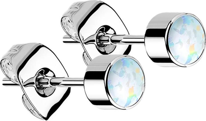 Immagine prodotto Star Piercing Orecchini a perno in argento cilindro opale bianco (senza ottone, Titanio G23)