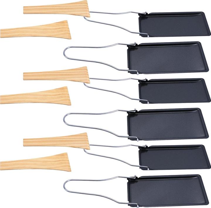 Casativo 6er-Set Grillpfännchen mit klappbarem Griff und Holzspatel, Raclette