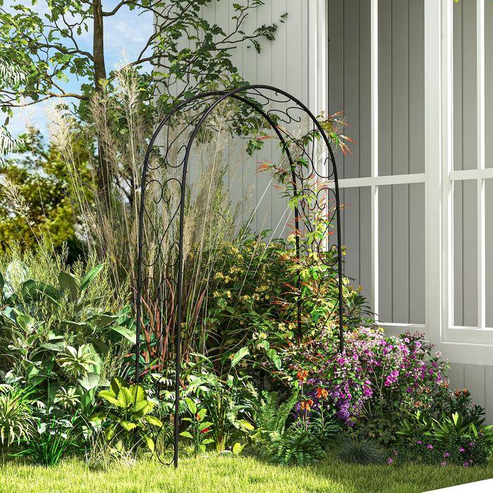 Produktbild Swisshandel24 Rosenbogen Torbogen, Stahl 125x37x230 cm Gartenbogen für Kletterpflanzen Schwarz (125 cm, 37 cm)