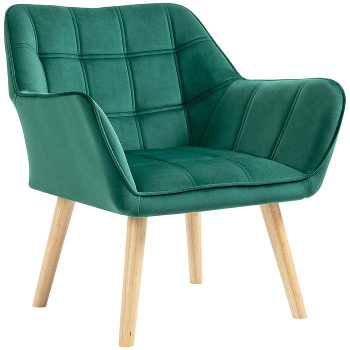 Image du produit Swisshandel24 Fauteuil individuel Fauteuil relax avec aspect velours, pieds surélevés scandinave Fauteuil