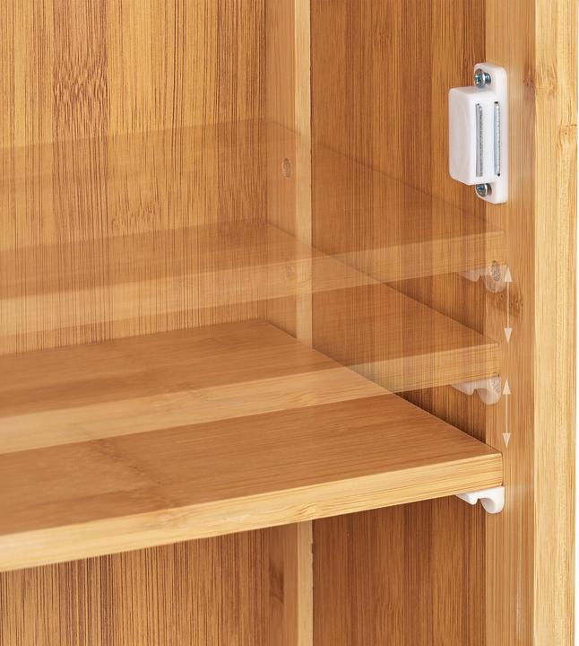 Actual product image Relaxdays Bamboo Wall-Mount Bathroom Cabinet, 2 Tiers (35 x 20 x 66 cm)