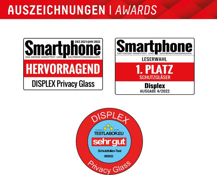 Actual product image Displex Real Glass, Privacy Full Cover Panzerglas (1 Piece, Apple iPhone 15 Pro, Apple iPhone 15)