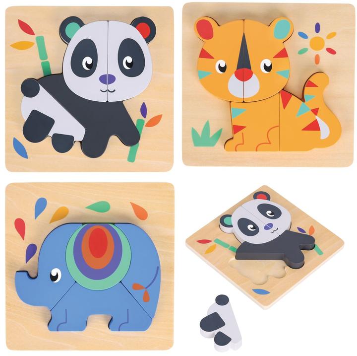 Image du produit Spielba Puzzle-Set mit Panda, Elefant, Giraffe