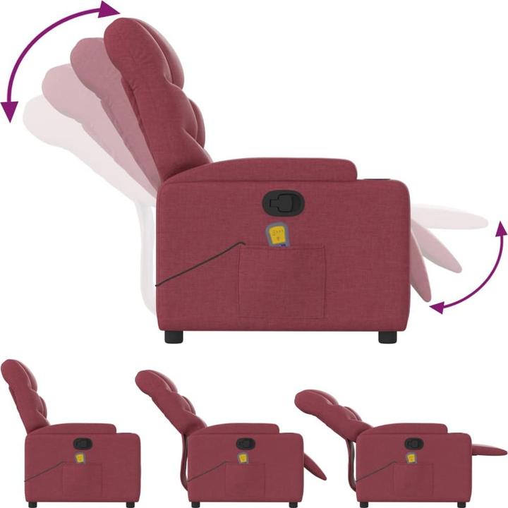Produktbild VidaXL Massagesessel Weinrot Stoff,Farbe: Weinrot,Material: Stoff