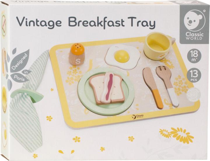 Image du produit Classic World Set de petit déjeuner vintage en bois avec plateau, 13 pcs.