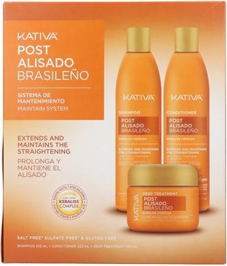 Image du produit Kativa Kit de lissage post-brésilien - 3 unités de shampooing, d'après-shampooing et de traitement (Shampoing liquide)