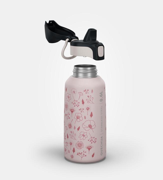 Actual product image Quechua Children's drinking bottle 0.6 l stainless steel with quick-release fastener - pink (0.60 l)