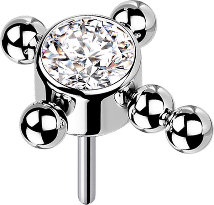 Actual product image Star Piercing Threadless silver cross baubles crystal silver (without brass, Titanium G23)