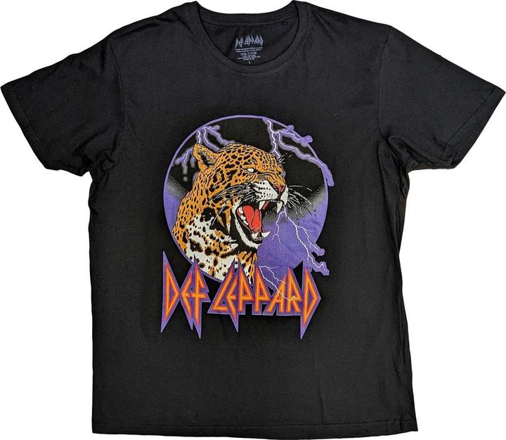 Actual product image Def Leppard Unisex Adult Lightning Leopard Cotton T-Shirt (L)