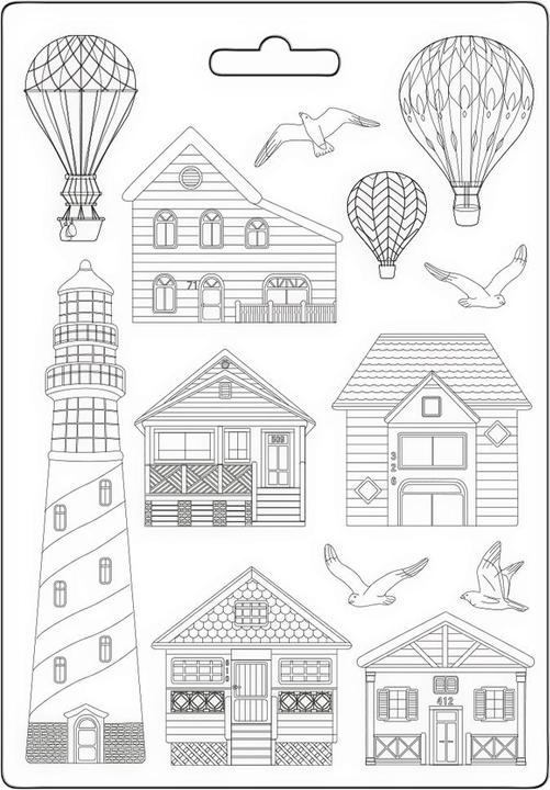 Produktbild Stamperia 3D-Texturform "Sea Land - Houses and Lighthouse", A4