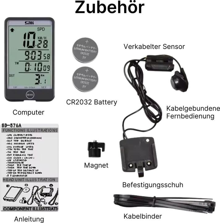 Image du produit Hermex Compteur de vélo Sunding Velocomputer Bikecomputer Tacho de vélo