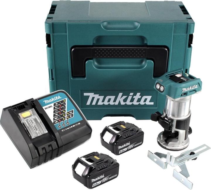 Productafbeelding Makita DRT 50 RGJ Accu multifunctionele bovenfrees borstelloos 18V + 2x oplaadbare batterijen 6.0 Ah +