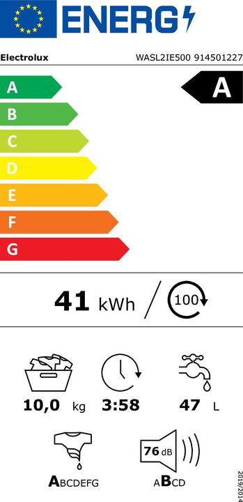Etichetta energetica Electrolux WASL2IE500 (10 kg, A sinistra)
