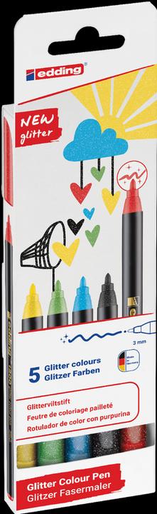 Actual product image Edding 1200 glitter fibre-tip pens set of 5 basic (Multicoloured, 5 x)