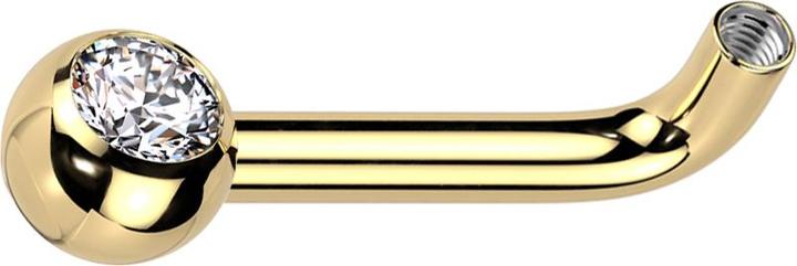 Produktbild Star Piercing Barbell-Stab L Gebogen vergoldet mit 1.2 mm Innengewinde mit Kugel Kristall silber (ohne Messing, Titan G23)