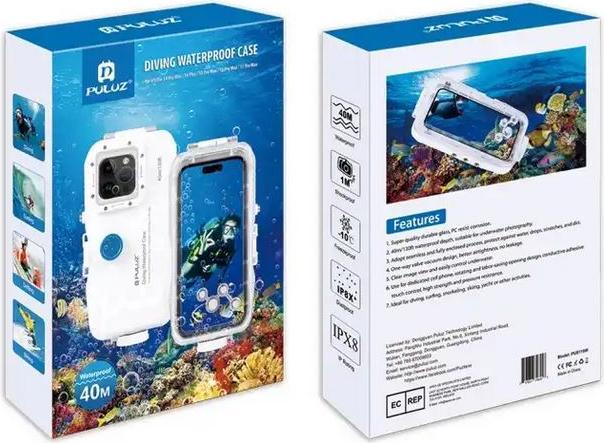 Actual product image PhoneLook Cover Waterproof protective cover PULUZ for snorkelling and diving up to 40M IPX8 Grade s (large) (Apple iPhone 12 Pro Max)