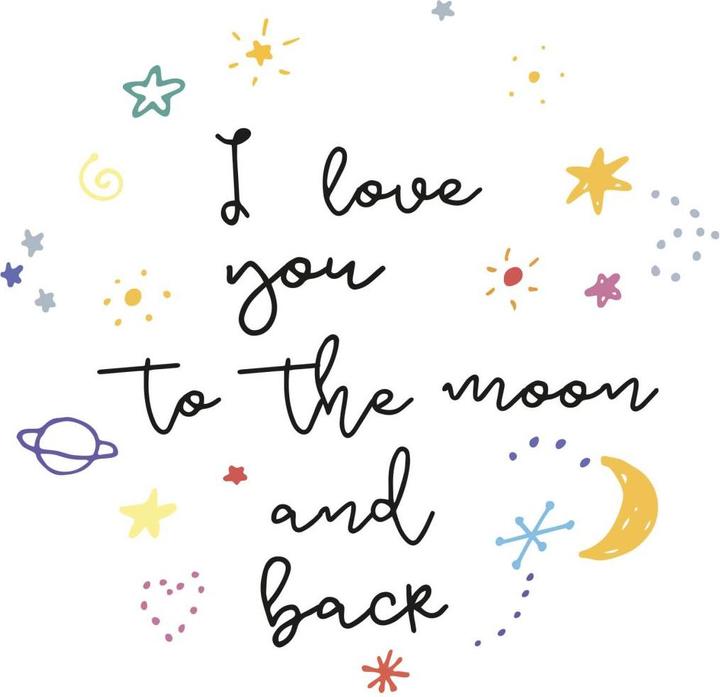 Actual product image Trenddeko Doodle Space I love you to the moon and back (42 x 40 cm, 103 x 100 cm, 124 x 120 cm, 83 x 80 cm, 62 x 60 cm)
