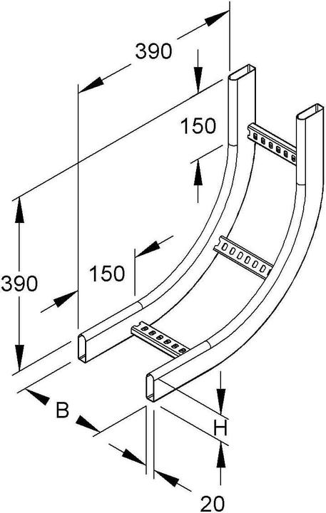 Produktbild Niedax NIE KRCS60.425F SteigstÃ¼ck 90Â° vertikal,mit gel.en C-Sprossen 60x400mm