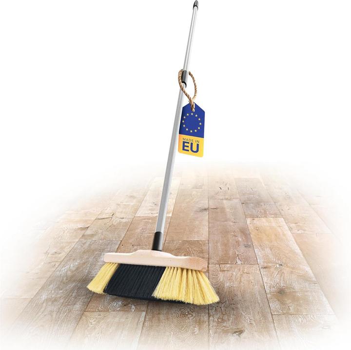 Actual product image Novaliv 1x Indoor broom with handle I fine synthetic bristles I Hand broom wood I Telescopic handle I House (1 pcs.)