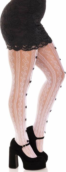 Produktbild Leg Avenue Strümpfe Mit öffnungen Herz & Schleifen Weiss (One Size)