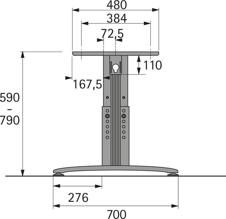 Actual product image Hettich T-base height adjustable