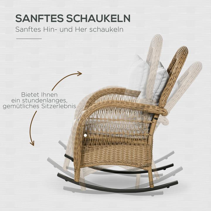 Produktbild Outsunny Rattan Schaukelstuhl mit Sitzkissen