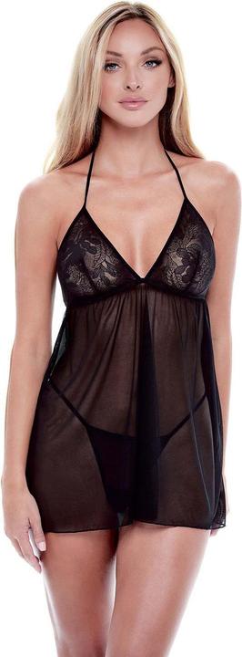 Baci XGEN Eco Lace And Mesh Chemise - Black-M/L - Elegant and Sustainable Lace and Mesh Chemise in Black (M/L)