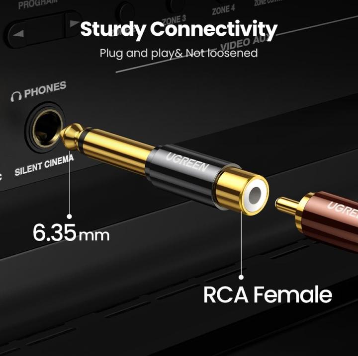 Produktbild Ugreen 6.35 mm Klinken Stecker auf RCA Cinch Buchse Adapter (Klinkenadapter)