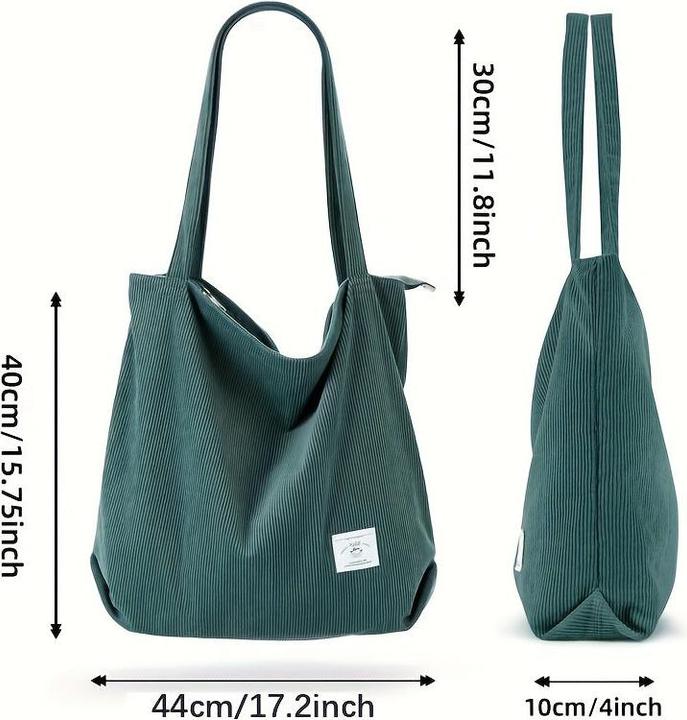Only-Bags.Store Sac à bandoulière en velours côtelé, fourre-tout monochrome minimaliste, sac à main de rangement