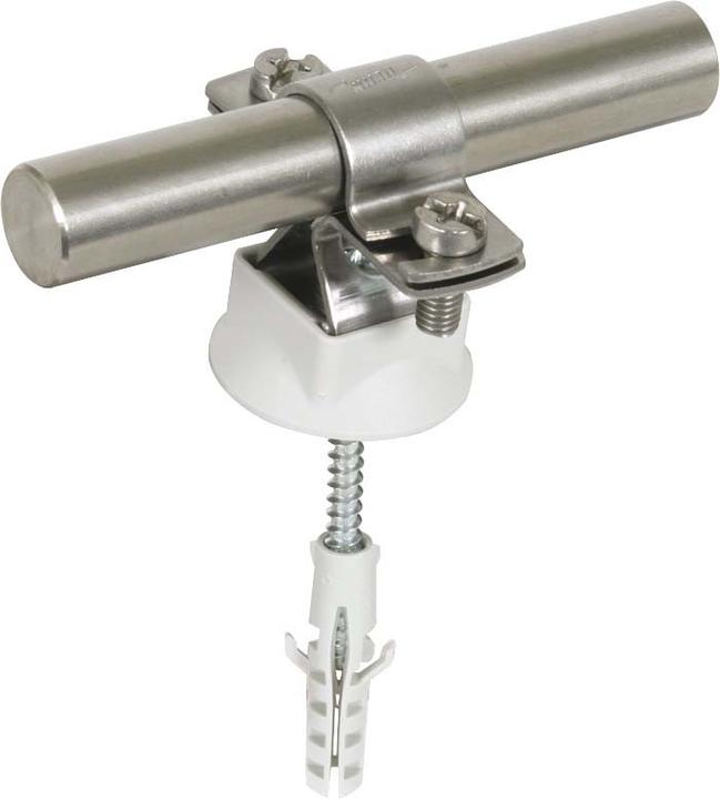 Actual product image Dehn Rod holder NIRO 274260 f. Rd. 16mm w. wood screw a. K-dowel (Wall mount)