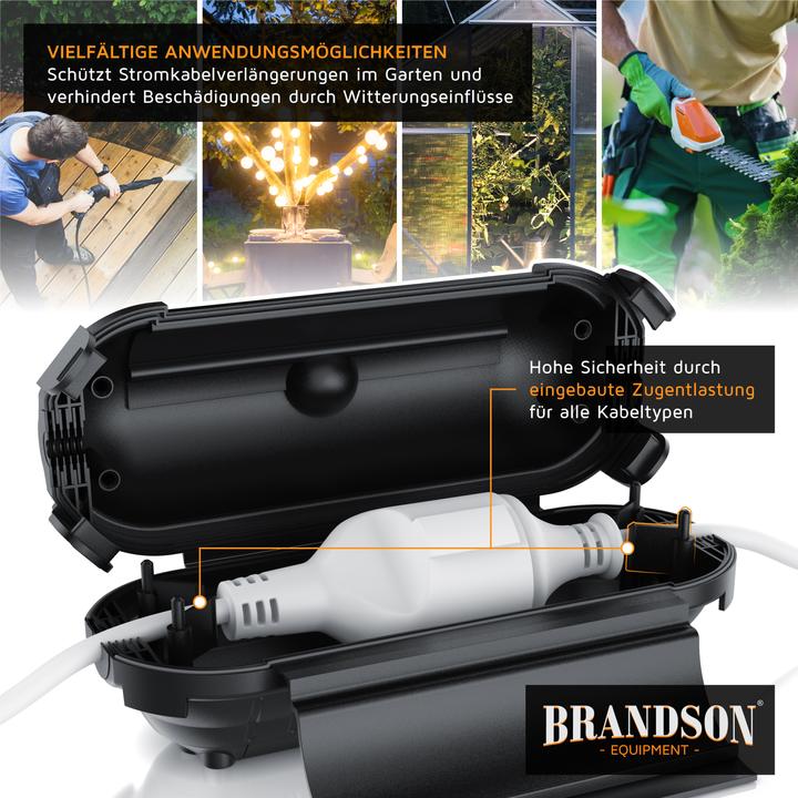 Immagine prodotto Bearware 2x Kabelbox outdoor schwarz 210 x 85mm, IP44 Garten Schutzbox wetterbeständig für Verlängerungskabel