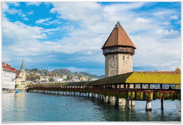 Produktbild Trenddeko Holzbrücke in Luzern (75 x 50 cm)