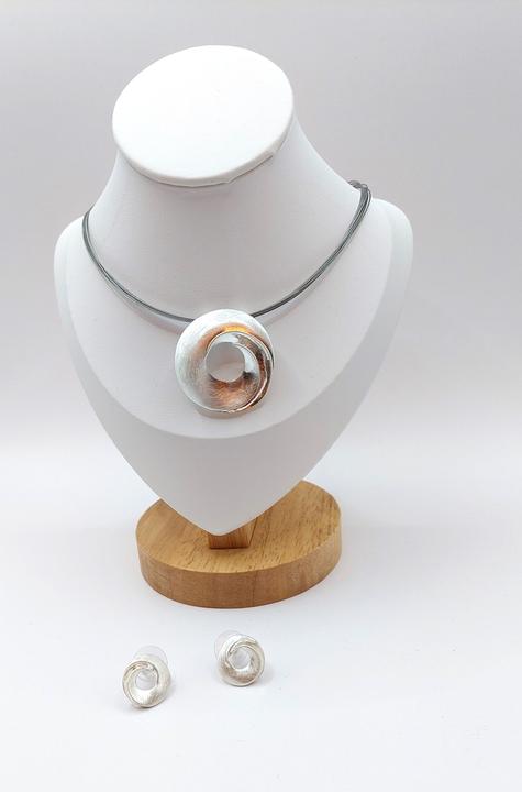 Actual product image Signé Signè jewellery set silver-coloured 2-piece necklace & ear studs rhodium-plated No.23 (Metal, Brass rhodium plated)
