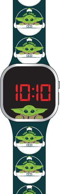 Produktbild Accutime LED-Kinderuhr The Mandalorian Baby-Yoda (grün), Digitaluhr mit LED-Anzeige für Uhrzeit u... (Digitaluhr, 37 mm)