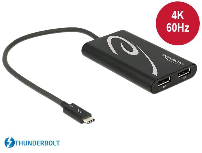 Produktbild Delock Monitoradapter Thunderbolt 3 zu 2xDP-Buchse (DP, 27 cm)