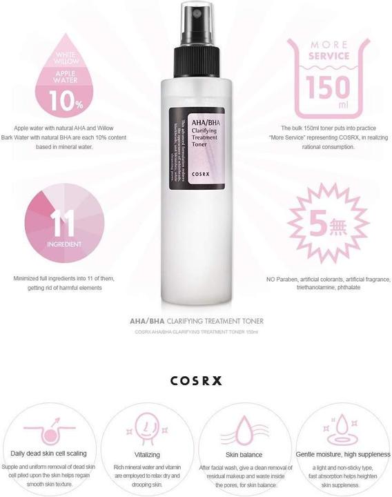 Actual product image Cosrx AHA/BHA Clarifying Treatment Toner (Tonic water, 150 ml)