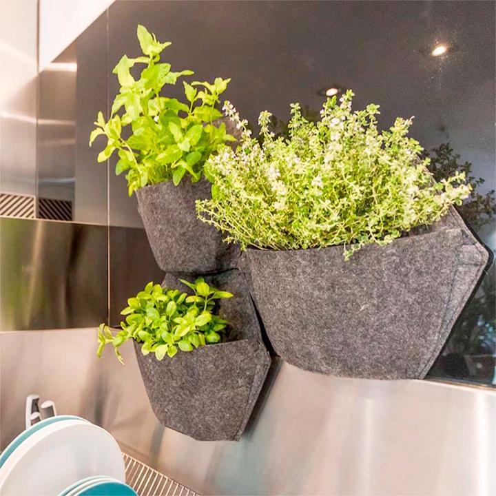 Immagine prodotto CitySens 3 Pack di fioriere da parete fioriera grigia rivestimento tessile grigio