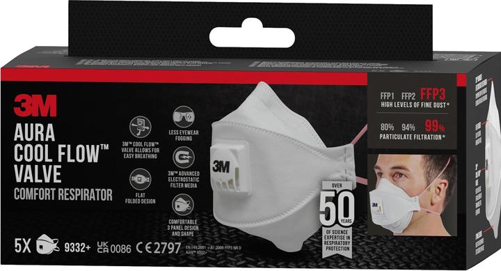 Actual product image 3M Respirator, white (FFP3, 5 x)